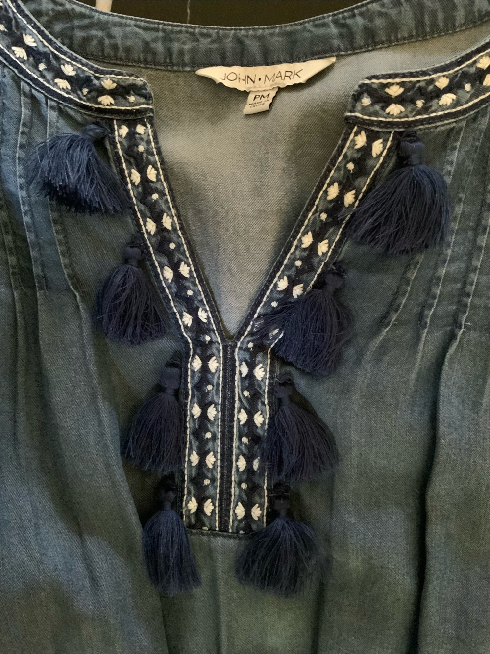 John Mark Blue Tassel-Detail Tiered Dress - Picture 5 of 6